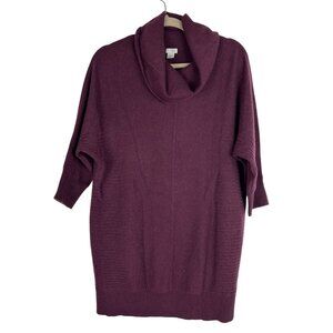 Halogen Cashmere Burgundy Cowl Neck Dress Tunic Medium Womens 100% Cashmere